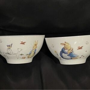 The World of Beatrix Potter Peter Rabbit Ceramic Soup/Cereal Bowls Set of 2